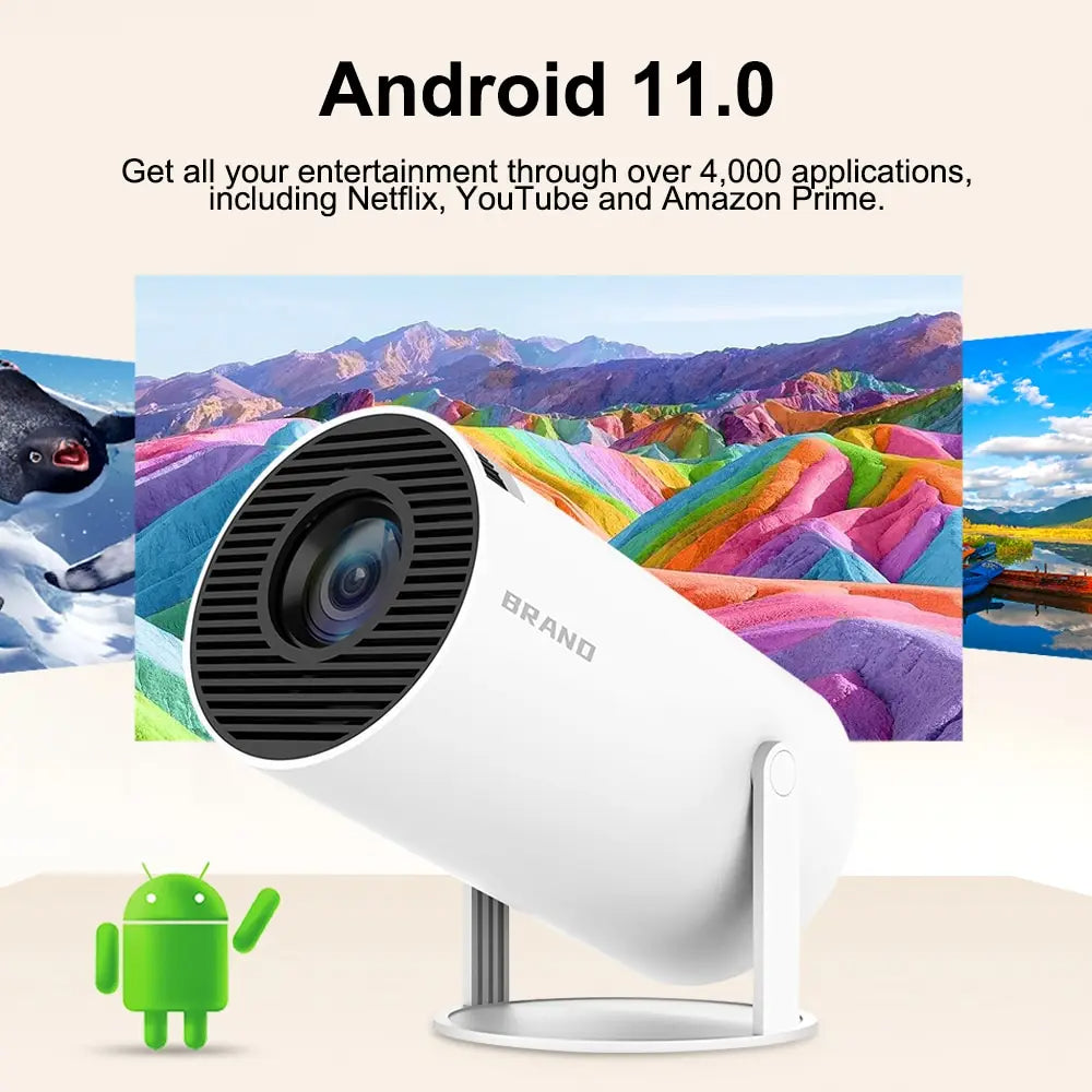 HY300 Mini Projector – Android 11, WiFi 6, Bluetooth 5.0