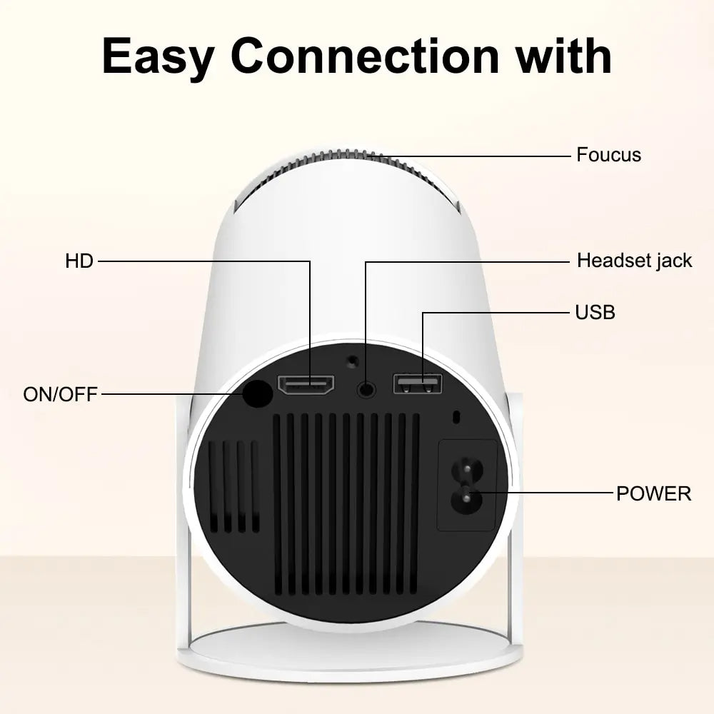 HY300 Mini Projector – Android 11, WiFi 6, Bluetooth 5.0